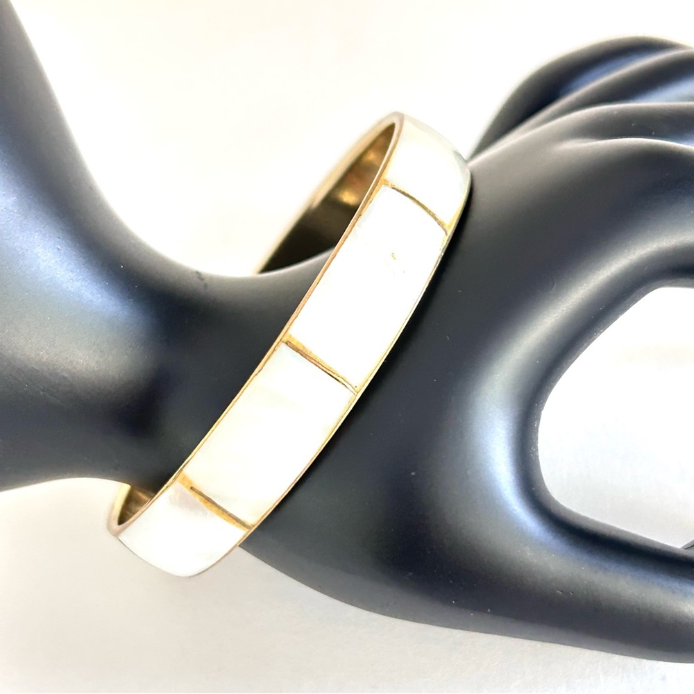Brass & Mother of Pearl Shell inlayed Bangle Bracelet